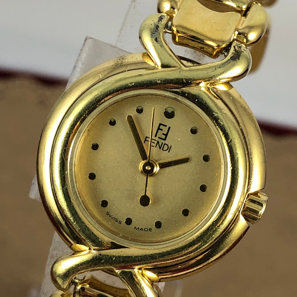 Vintage Fendi Watch 18K Gold Plated Link Bracelet